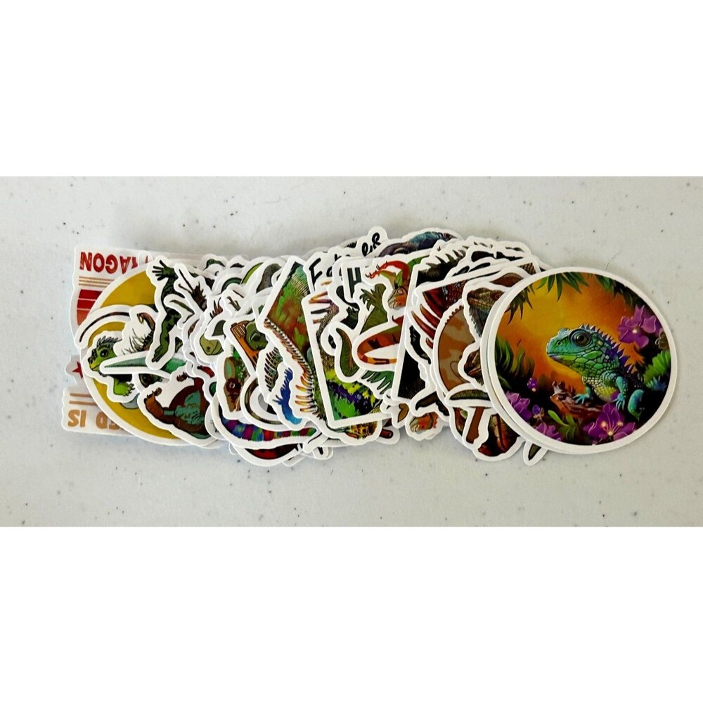 Iguana & Lizard Stickers – 53 Count Pack | Reptile, Gecko, Chameleon Decals